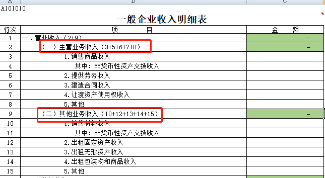 一般企业收入明细